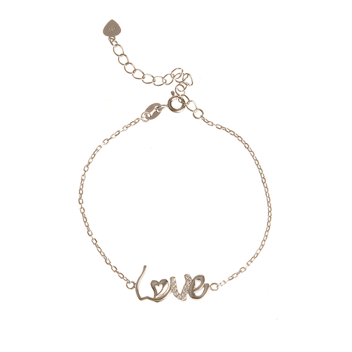 Bratara argint, inscriptie love