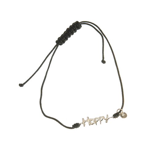 Bratara snur negru, happy