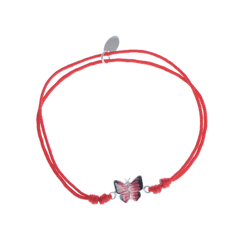 Bratara argint, fluture roz - bratara martisor, fluture argint