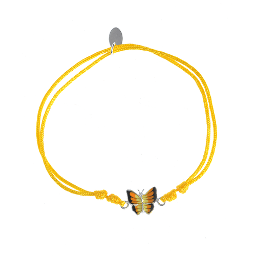 Bratara snur galben, fluture argint
