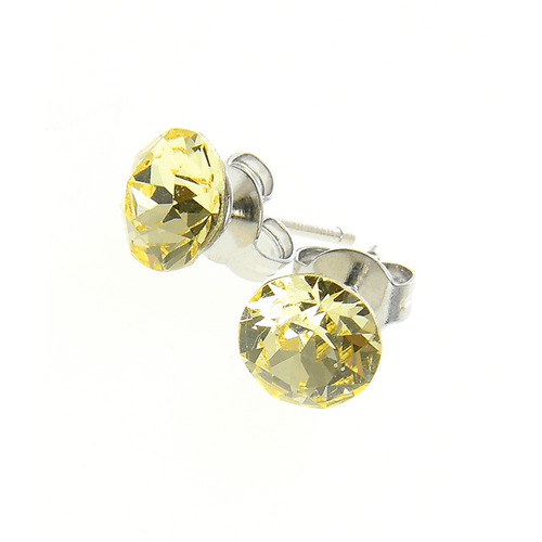 Cercei cu elemente swarovski galben pal