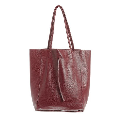 Geanta shopper din piele grena