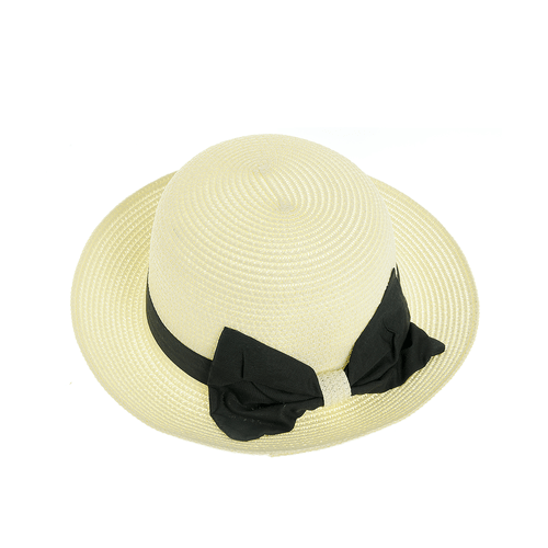 Palarie paie cu funda neagra