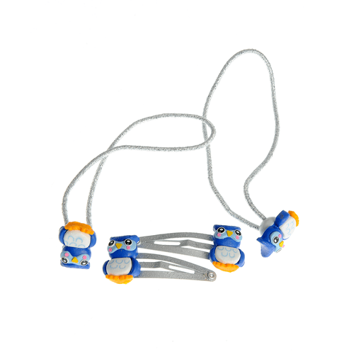 Set 4 accesorii par, bufnite albastre