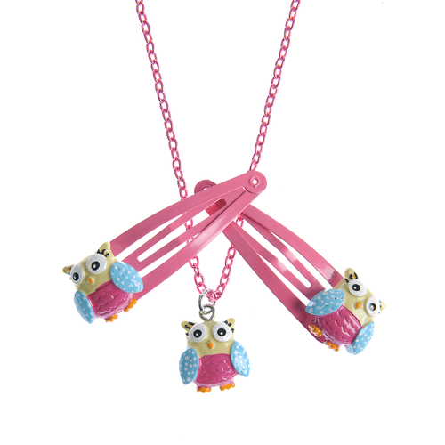 Set accesorii roz, bufnite