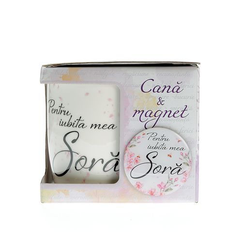 Cana si magnet cadou pentru sora
