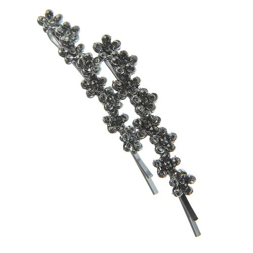 Set 2 agrafe cu floricele gri