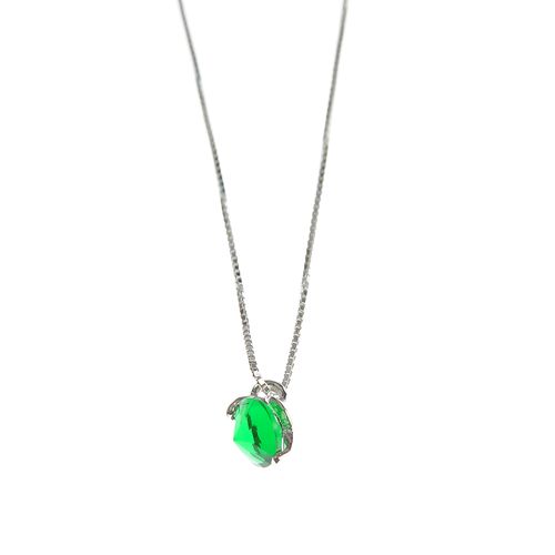 Colier argint,cu cristal zirconic verde