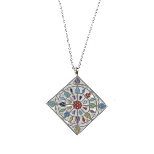 Colier otel, mozaic mandala romb