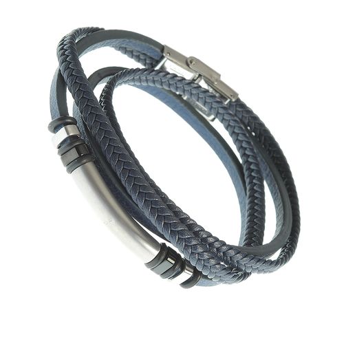 Bratara piele bleumarin