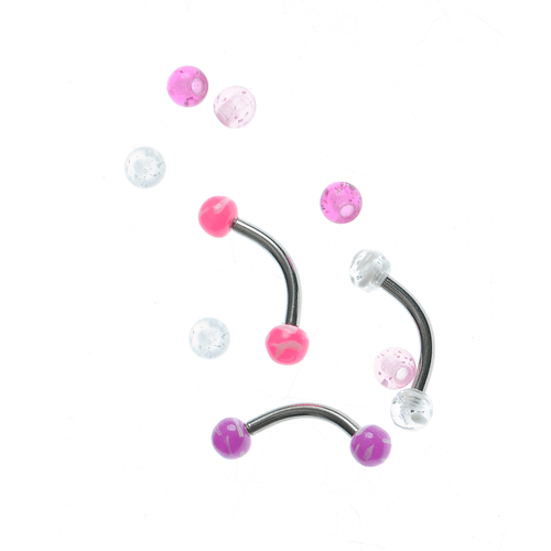 Set 3 piercing, cu margele colorate