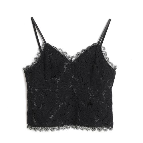 Top dantela neagra, cu bretele