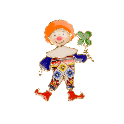 Brosa metalica, clown cu trifoi