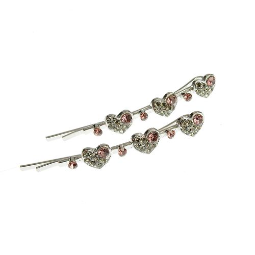 Set 2 agrafe metalice, cu inimi