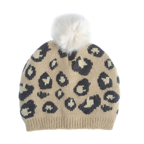 Caciula animal print mot pufos