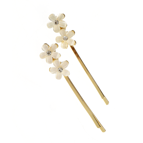 Set 2 agrafe cu flori albe