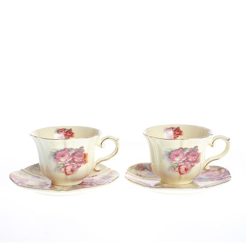 Set cafea, model floral, 4 piese