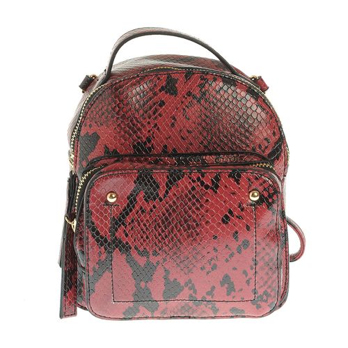Rucsac rosu mini, efect snake