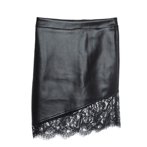 Fusta aspect piele, cu dantela m