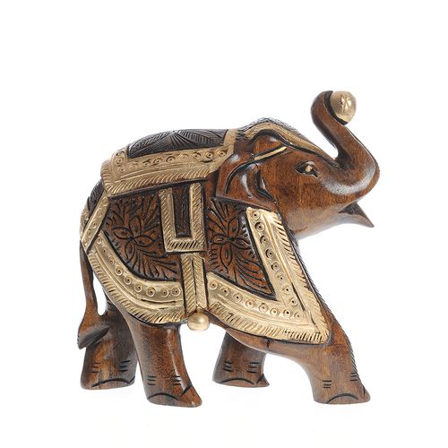 Statueta lemn, elefant maro