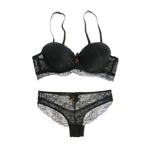 Set negru, lenjerie intima balconette, 90 b