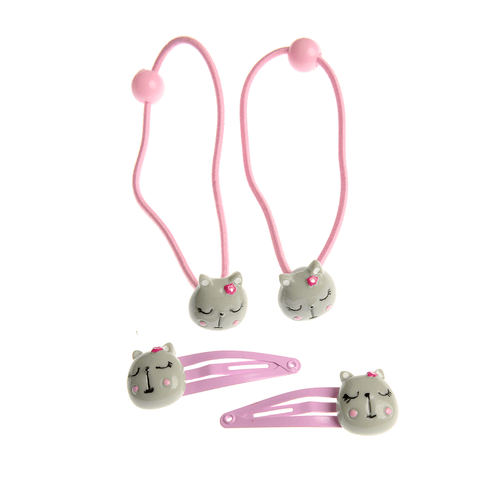 Set 4 accesorii roz pentru par