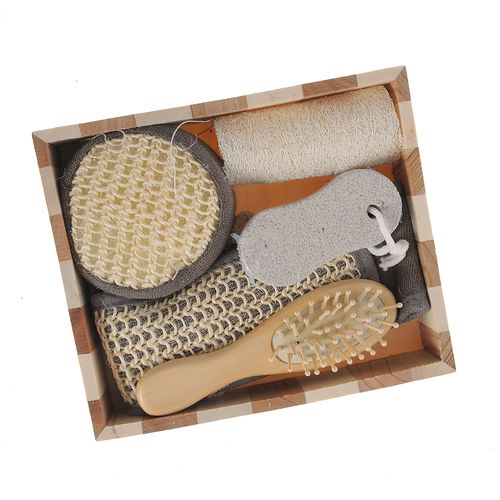 Set accesorii baie in cutie lemn