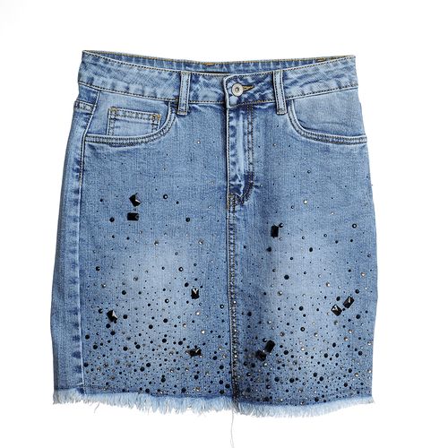 Fusta denim, cu paiete m