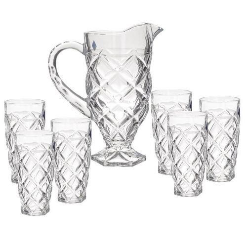 Set carafa cu 6 pahare sticla