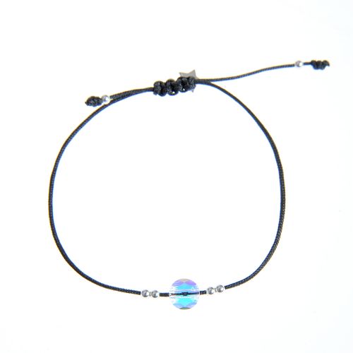Bratara neagra snur, cu argint