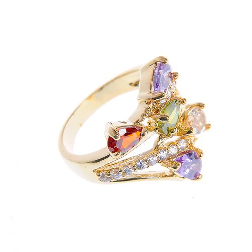 Inel multicolor, placat cu aur