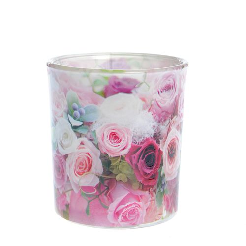 Lumanare in pahar imprimat roses