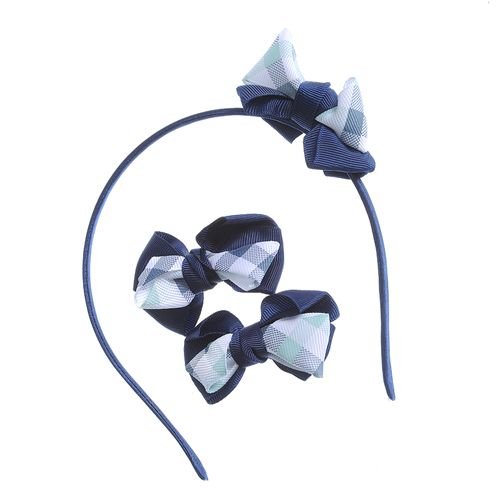 Set accesorii par, carouri bleumarin