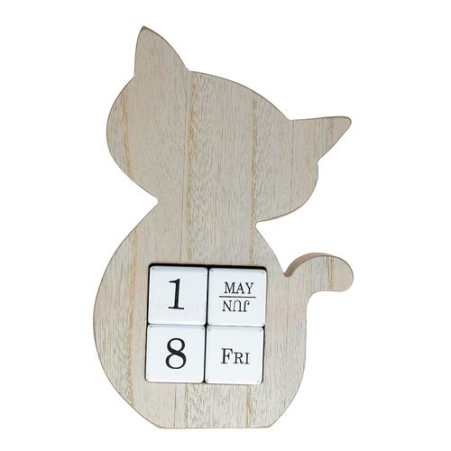 Calendar lemn, pisica