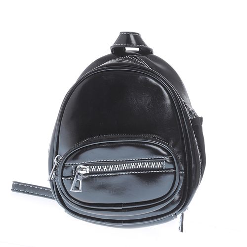 Rucsac midi negru, buzunare frontale