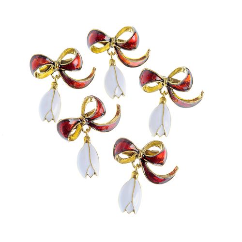 Set 5 brose martisor ghiocei cu funda