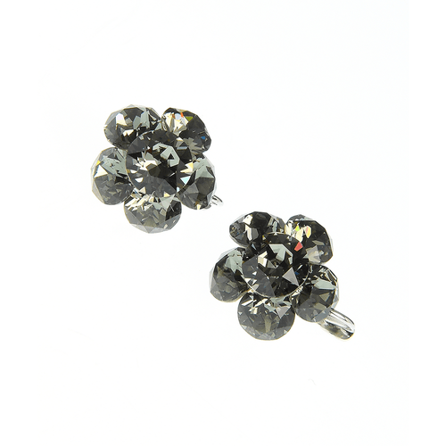Cercei floare gri , cu elemente swarovski