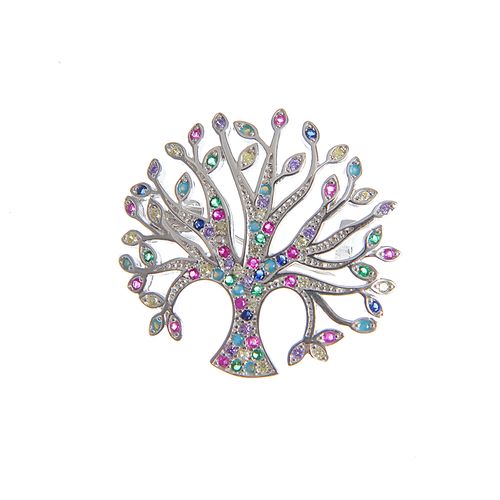Brosa argint, copac multicolor