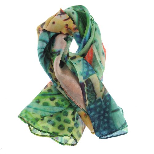 Esarfa matase verde, animal print