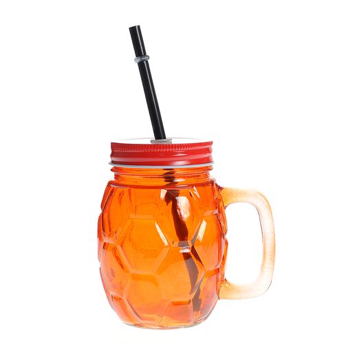 Pahar limonada, cu capac, portocaliu