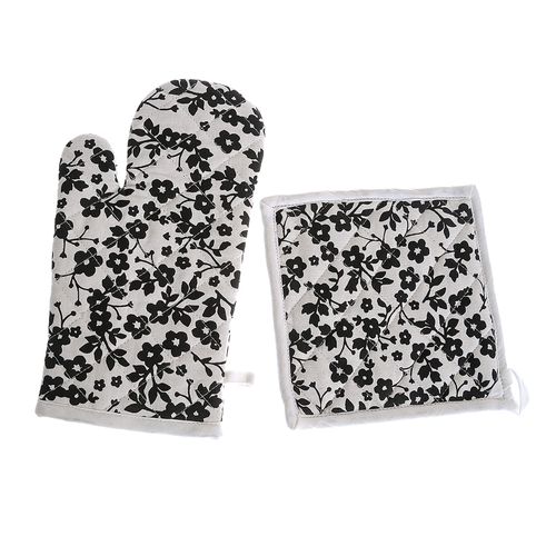 Set cu flori negre, pentru bucatarie