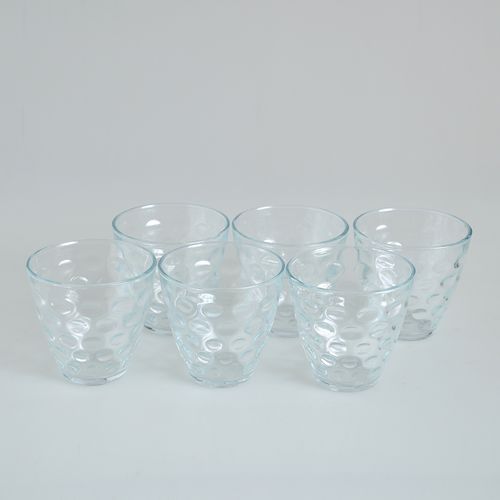 Set 6 pahare cu buline, transparente