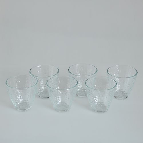 Set 6 pahare cu flori, transparente