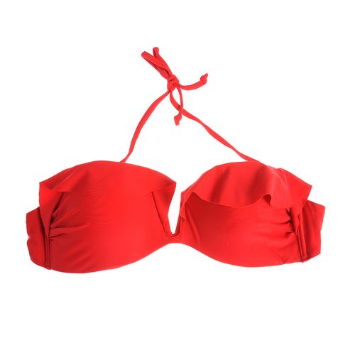 Sutien rosu, cu volane decorative