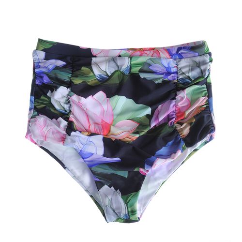 Slip de baie inalt, cu flori