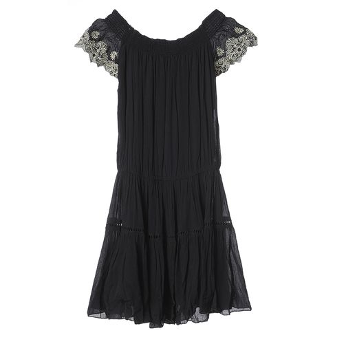 Rochie neagra, maneci brodate