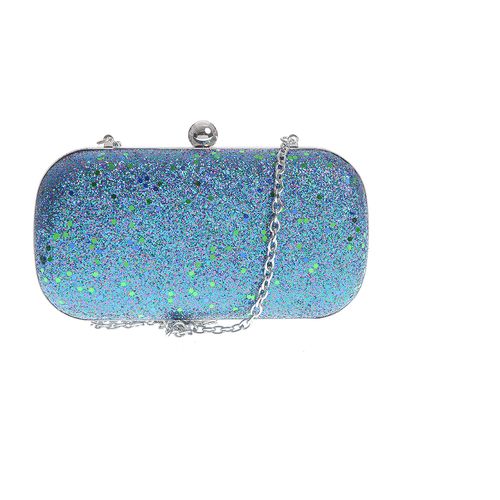 Clutch albastru cu paiete si sclipici