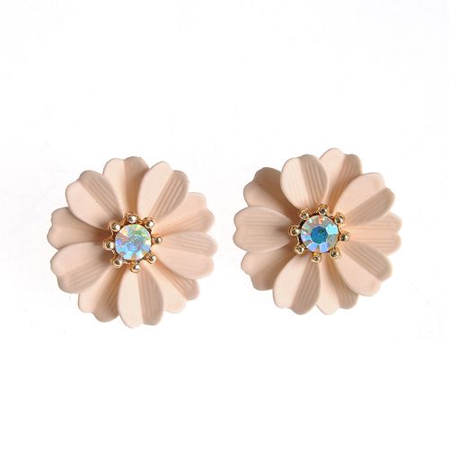 Cercei floare roz cu clips