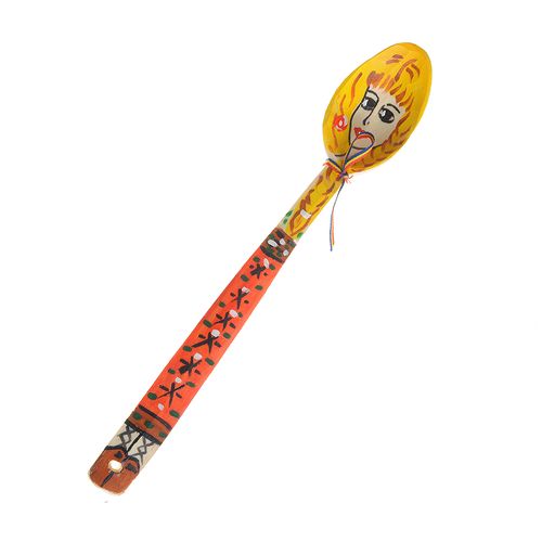 Decoratiune lingura lemn cu panglica tricolora