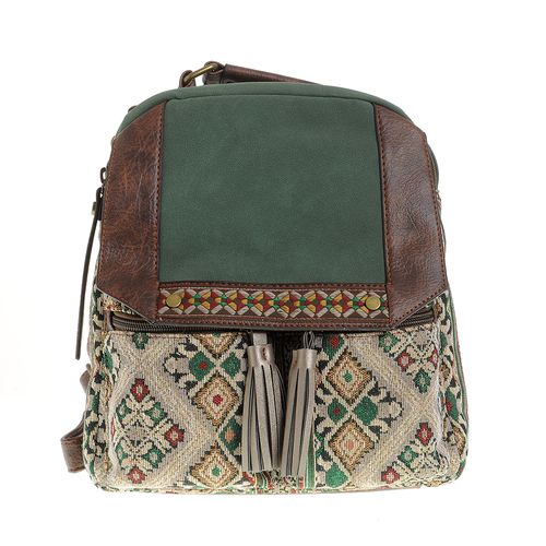 Rucsac cu flori si clapeta verde